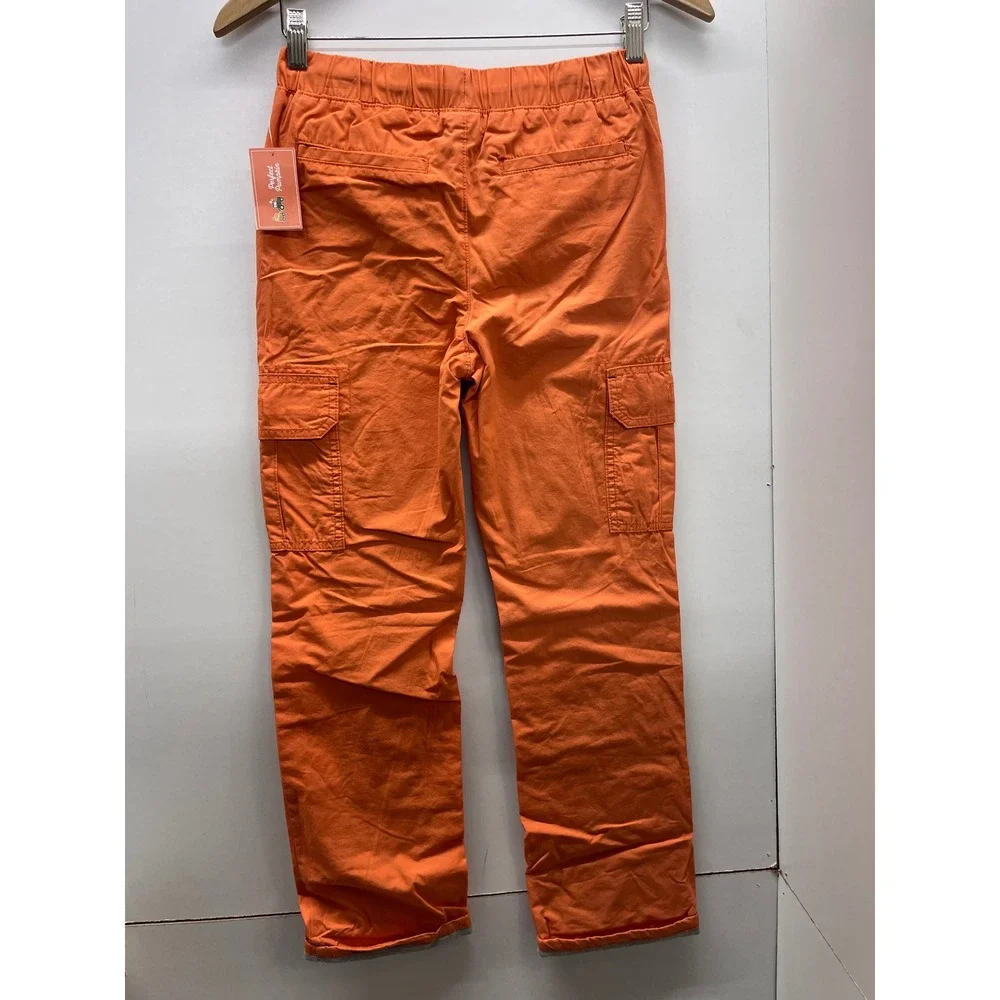 Gymboree Boys Orange Lined Cargo Pants Size 10 NWT Drawstring Elastic Waist